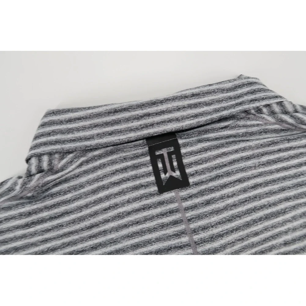 Tiger Woods Nike Dri-FIT Polo‎ Shirt Mens Large Gray Striped Short Sleeve BQ6722